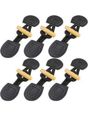 6 Pairs PU Leather Sew-On Toggles Closure Vintage Wooden Horn Button
